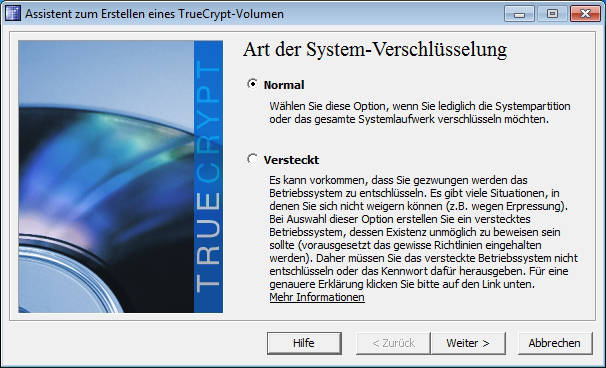 Art der System-Verschlsselung whlen