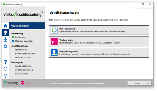 Volksverschlsselung Identittfeststellung fr Schlsselerstellung